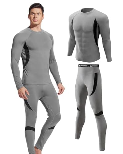 UNIQUEBELLA Men's Ski Underwear Winter Suit Thermal Underwear [Thermal Underwear] - Grey, Small — view 2