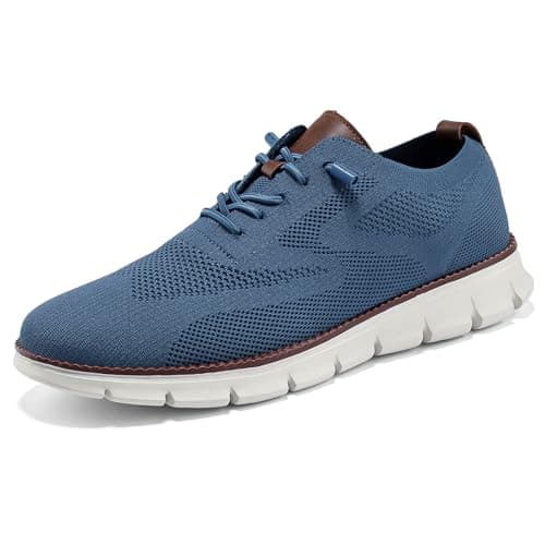 Wearbreeze Men's Business Casual Oxford Trainers - Lightweight Lace-Up Shoes for Work, Travel & Daily Commuting, Light Blue, 11 UK