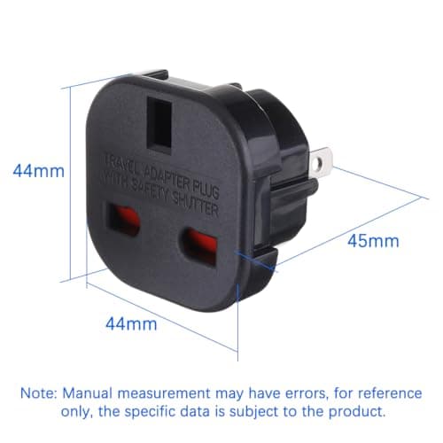Strhowill 5 Pack UK 3-Pin to US 2-Pin Plug Adapter, Black — view 3
