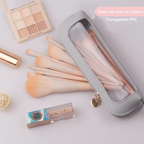 Targonix Silver Clear Makeup Bag Transparent PVC Travel Makeup Pouch, Waterproof Small Make Up Bag for Brushes, Stationery and Cosmetics, Portable Cosmetic Bag for Women and Students — view 4