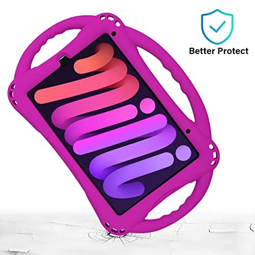 TopEsct Kids Case for iPad Mini 7 (A17 Pro) 2024 /iPad Mini6 2021, Shockproof Silicone Cover with Handle Stand for 8.3" iPad Mini 6th/7th Gen,Purple — view 2
