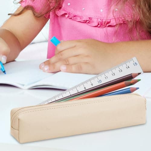Slim Pu Leather Pencil Case Pouch, Small Pencil Bag with Zipper — view 5