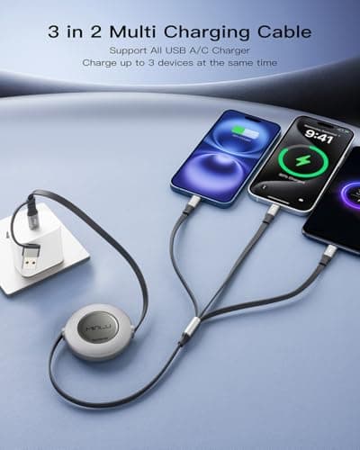 Minlu 5 in 1 Retractable Charging Cable with Data Transfer, 2Pack — view 2
