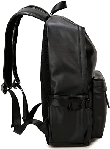 Baosha BP-20 Unisex PU Leather Causal Daypack Laptop Computer Bag 15.6 inch College School Backpack Shoulder Bags Outdoor Weekend Travel Rucksack (Black) — view 4