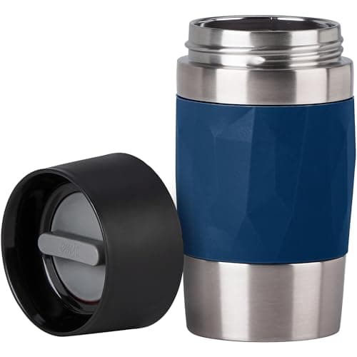 Emsa N21608 Travel Mug Compact Thermal/Insulated Mug Stainless Steel 0.3 litres 3 Hours Hot 6 Hours Cold BPA Free 100% Leak-Proof Dishwasher Safe 360° Drinking Opening Dark Blue — view 2