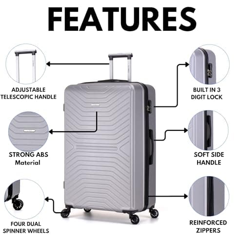 FLYMAX XL 29" Extra Large Suitcase 4 Wheel Lightweight Luggage Hard Shell Check in Hold Travel ABS 125 Litre Capacity Travel Case with 3 Digit Combination Lock + Telescopic Handle — view 2