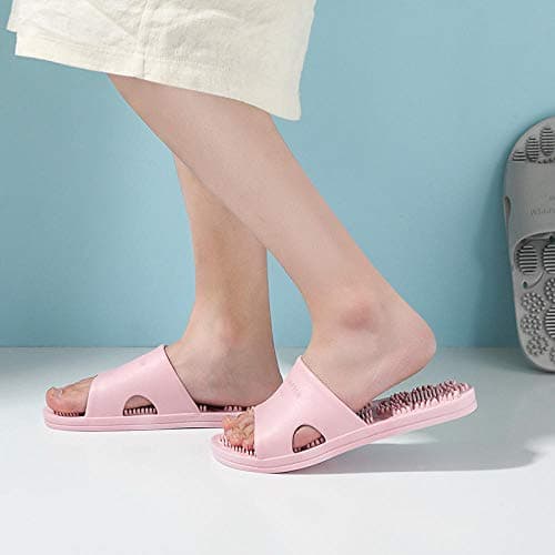 Nwarmsouth Casual Anti-Slip Floor Sandals,Home non-slip slippers, soft sole massage sandals-leather powder_UK6-UK6.5,Slim Glamour Flip Flops — view 3