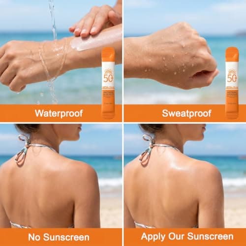 Avvchuy 30 Pack Mini Travel Size Sun Cream SPF 50+, Lightweight Sunscreen Sachets for Face and Body, Waterproof & Non-Greasy Suncream for Daily Use (8g) — view 3