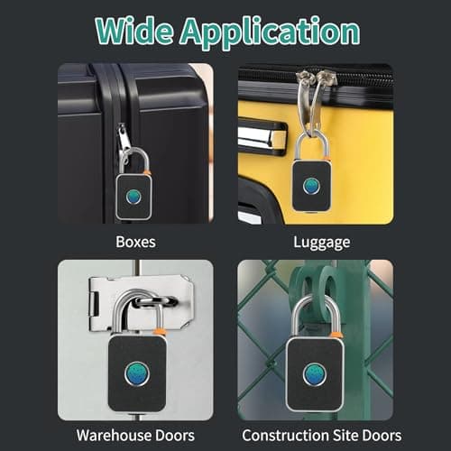 Fingerprint Padlock with APP Unlock Locker Lock Smart Padlock with Keyless Biometric Waterproof USB Charging for Gym Luggage Bags Bicycles Backpacks Fence — view 6