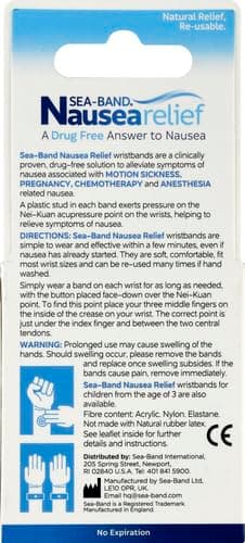 Sea-Band Adult Wristband Natural Nausea Relief, 1 Pair, Colors May Vary, Anti-Nausea Acupressure Wristband for Travel or Morning Sickness — view 3