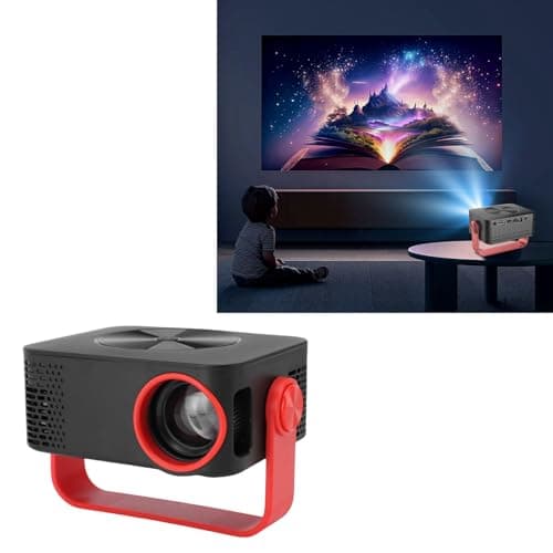 Generic WiFi Outdoor LED Movie Projector 360 Degree Rotating Full HD 1080P for Camping Parties, 10.5x9x8cm Black Red (UK Plug) — view 3