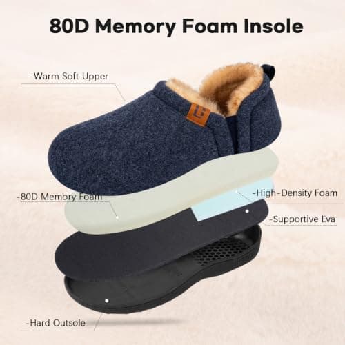 LongBay Men's Slippers Warm Memory Foam House Shoes Winter Gift Blue 6/7 UK — view 5