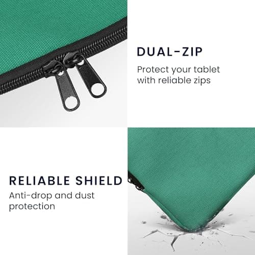 kwmobile Case Compatible with 9,7"-11" Tablet Cover - Tablet Sleeve - Protective Canvas 25.6 x 18.1 cm - Petrol — view 6