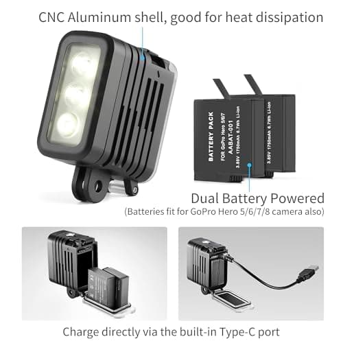SOONSUN 450LM Waterproof Dive Light for GoPro Hero 13/12/11/10/9 Black — view 2