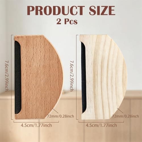 2 Pcs Cashmere Comb Set – 1 Beech Wood Shaver & 1 Solid Wood Lint Remover, Manual Sweater Shaver for Wool, Cashmere, Knitwear, Scarves – Portable De-Pilling Tool for Bobbles & Pilling — view 2
