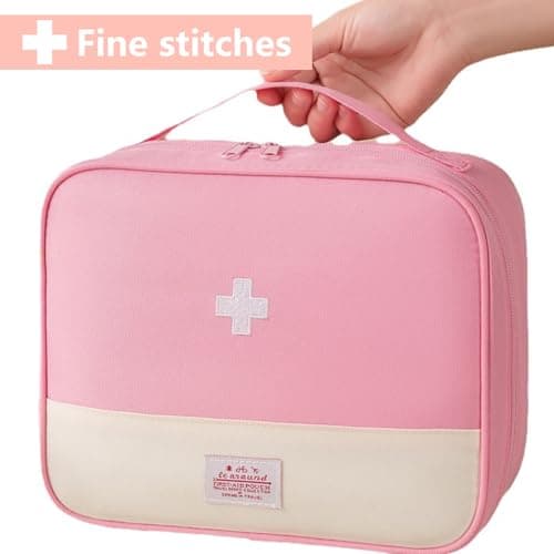 Portable First Aid Kit - Compact Emergency Medical Storage Bag Empty Medicine Bags for Travel, Camping, Hiking, Home, Car and Office Drug Pack Storage (26 x 12x 21cm Pink) — view 4
