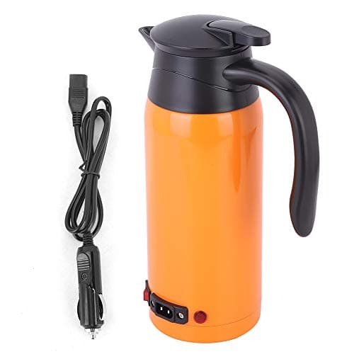Extra Large 800ml Portable Electric Kettle 12V 24V Car Kettle with Auto Voltage Converter for Cars Trucks and RVs Orange