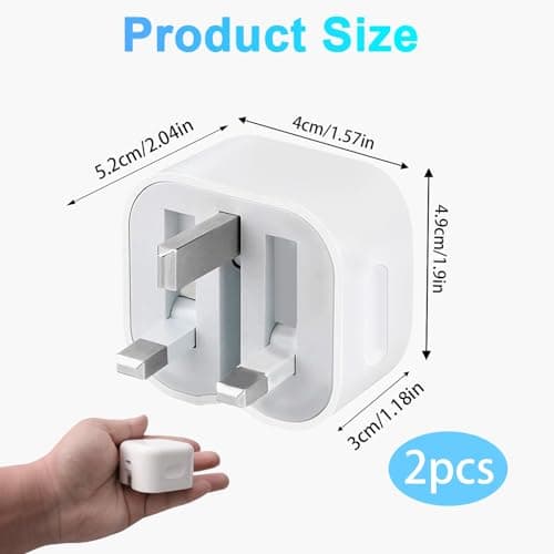 2 pack 20W USB C PD Fast Charger Foldable UK Wall Head Adapter for iPhone — view 2