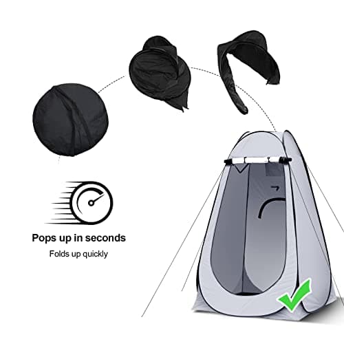 LEMROE Pop Up Tent Portable Privacy Shelter for Camping Shower 120CM Grey — view 6