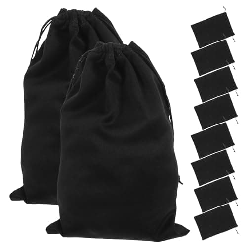 Adorainbow 10 Pcs Ski Goggle Bags, Black Flannel Drawstring Storage Pouches