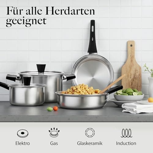 Stainless Steel Pots and Pans Set, 6-Piece Tri-Ply Induction Hob Pan Set — view 5