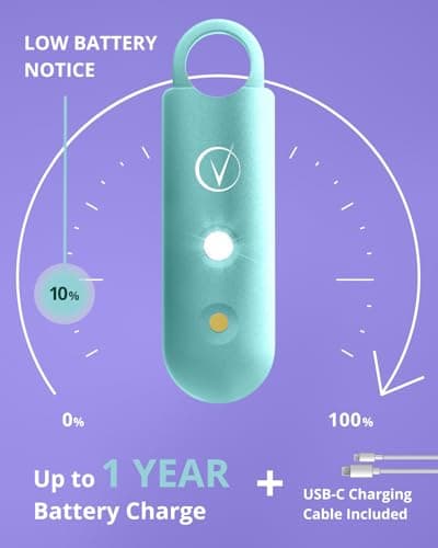 Vantamo Personal Alarms for Women with Strobe LED Light, Extra Loud 130dB Self Defense Keychain with 2 Dynamics, Unique Panic Alarm with Keychain & Keyring for Bag or Backpack and Low Battery Notice — view 6