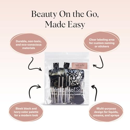 Kitsch Travel Bottles for Toiletries 11pcs - Black & Ivory — view 5