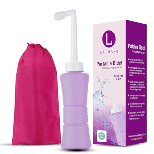 XL 17oz laphang Portable Bottle 500ml Purple Bottle Bidet with Waterproof Pouch and Cap – PP + TPR, Leak Proof & Scratch Resistant –Perineal Clean for Postpartum Hemorrhoids Healing, Maternity Kit