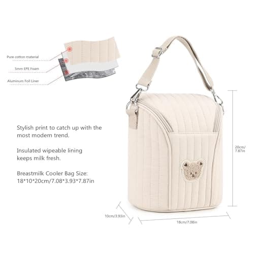Insulated Bottle Bag - Polyester Aluminum Foil 18x10x20cm | Portable Breast Milk Cooler With Handle, Stroller, Travel Storage, Food Warmer | Bottle Organizer Travel Nursery Gebr — view 5