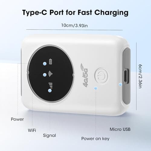 Portable Wifi Router,4G Portable WiFi Hotspot & Travel Router - Mobile MiFi Device with SIM Card Slot, Long Battery for Wireless Internet up to 10 Users,for Mobile Broadband Devices — view 6