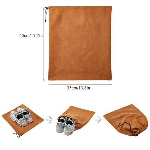 4 Pcs 45 x 35 cm Travel Shoe Bags for Packing with Drawstring,Brown — view 2