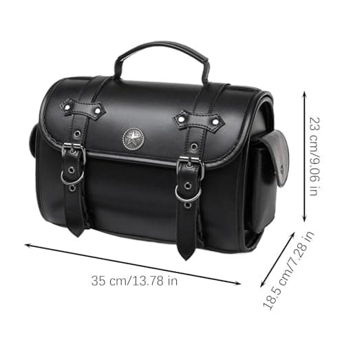 Motorbike Tail Pouches - Weatherproof Dark Brown Skin, Large Capacity Panniers | Classic Cruiser Accessory, Road Trip Travel Carrier, Heavy Duty Rear Frame Cargo, Sport Outdoor Mounting Hardware — view 4