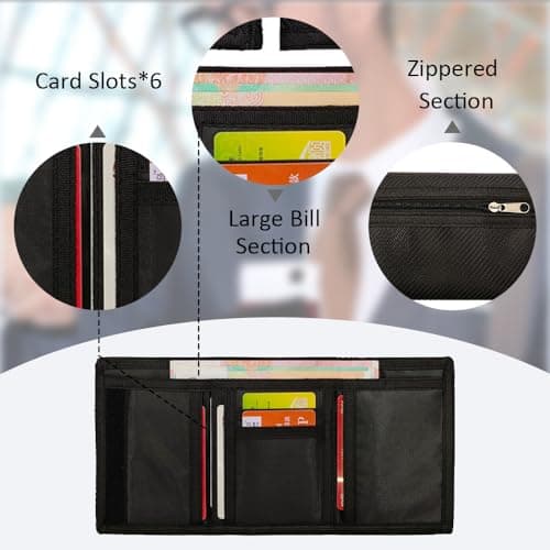 DmsGJyp Slim Wallet for Men RFID Blocking Trifold Wallet with Coin Pocket — view 5