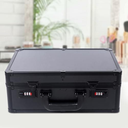 Portable Barber Carrying Case Stylist Travel Suitase Clippers Scissors Tool Box Large Suitcase Trimmers Storage For Clipper Mobile Hairdressing Kit Bag Hairdresser Equipment Carry Case (Black) — view 4