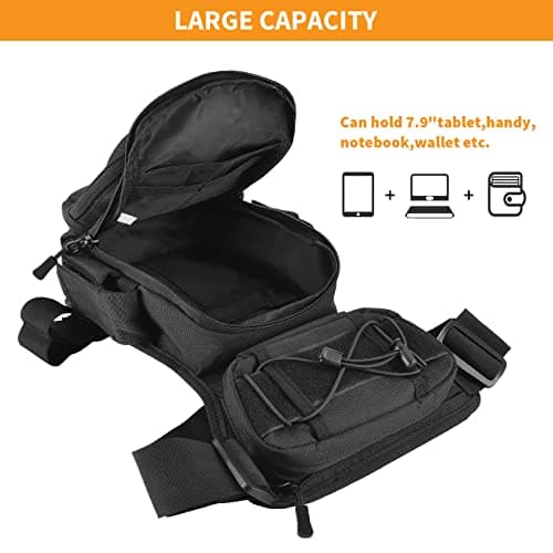Huntvp Drop Leg Bag Thigh Bag Motorcycle Waist Bag Utility Belt Leg Bags Cross Over Hip Pack Pouch for Women Men Motorbike Metal Detecting Accessories Cycling Hiking Traveling Camping — view 5