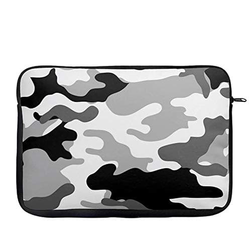 Grey Black and White Camo Laptop Sleeve, Laptop Organiser, Laptop Case Office use Birthday Present. (14")