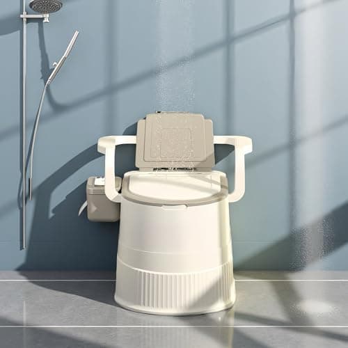 RVTENRIO Ergonomic Portable Toilet with Lid and Tissue Holder – Khaki — view 6
