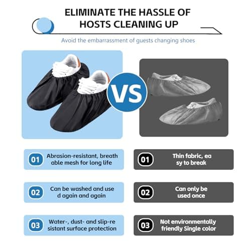 RFYTDCF 10 Pairs Shoe Covers Reusable, Non-Slip Shoe Protector Overshoes Dustproof Indoor Breathable Mesh Fabric Boot Covers for Carpet Floor Protection Household — view 6