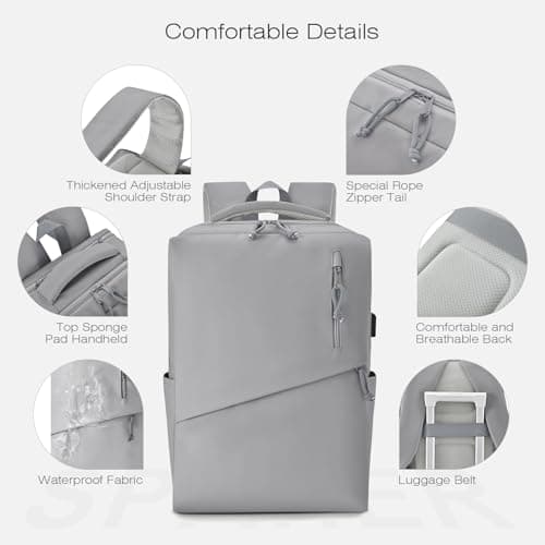 SPAHER for Ryanair Cabin Bag 40x30x20 Underseat Travel Cabin Backpack Laptop Backpack 15.6 Inch with USB Charging Port Waterproof Carry on Hand Luggage Daypack Men Women Rucksack for School Business — view 6