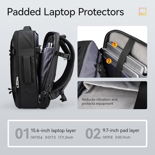 MARK RYDEN 38L Air Extraction Compression Travel Backpack, Waterproof Carry On Bag with YKK Zipper Breathable Padded Design — view 4