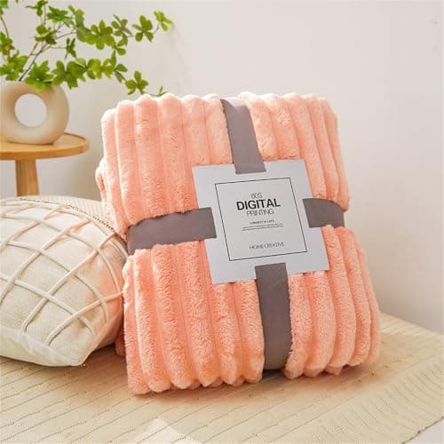 DOTBUY-SHOP Flannel Blanket Soft Throw Blanket, Warm Blankets and Throws, Thickening Throw fit all Season, Versatile Flannel Blankets For Sofas, Bed, Travel (150x200cm,Coral)