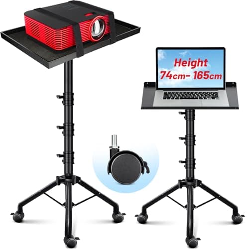 CAHAYA Projector Stand Floor Universal: Removable Stand Adjustable Height For Projectors with Wheels