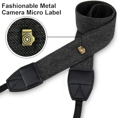 XILIYAI Camera Neck Strap, Cotton Woven Camera Strap Adjustable Camera Strap for Camcorder,and Nikon,Canon,Sony,Minolta,Panasonic,SLR,DSLR Digital Binoculars Video (Black) — view 5