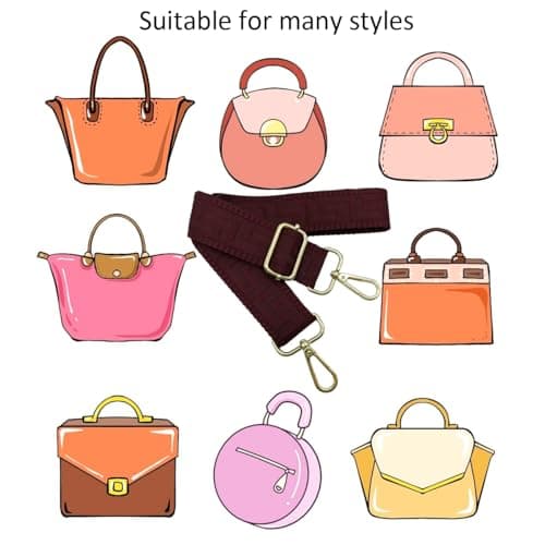 Adjustable Shoulder Strap for Bags Dark Burgundy Red, Bag Straps for Changing, Bag Strap Wide with Carabiner Gold, 80-130 cm Shoulder Strap Bag for Women, Shoulder Strap, Handbag, 3.8 cm, 1325 — view 5