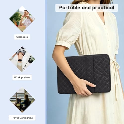 Songbala Laptop Sleeve 13-14 Inch Cover Protective Case Compatible with 14” MacBook Pro M4/M3/M2/M1 13-14” Chromebook Notebook Computer, Slim Waterproof Padded Case with Pocket, Black — view 6