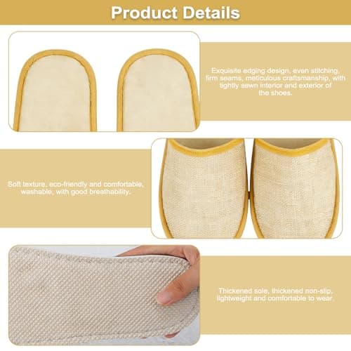 10 Pairs Hotel Slippers, Closed Toe White Spa Slipper, Universal-Yellow — view 5