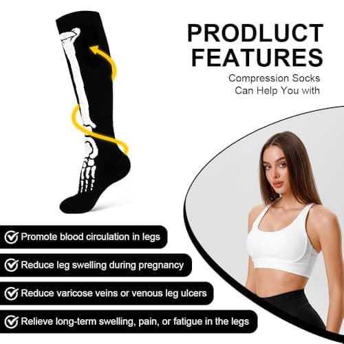 ACWOO 4 Pairs Compression Socks for Women & Men, Graduated Stockings Support, Non-Slip Breathable Flight Socks Running Socks for Sports, Flying, Maternity Pregnancy, Nurses, Travel, Running — view 5