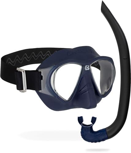 Cressi since 1946 - Nautilus Combo - Force Mask Separate Polycarbonate Lenses + Vibe Snorkel TPR Tube Silicone Mouthpiece Ideal Snorkeling and Surface Swimming - Blu Navy - One Size - Adult — view 2