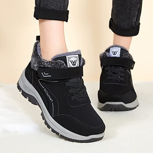 Walking Trainers Womens Womens Trainers Fashion Winter Wide Fit Orthopedic Shoes Comfortable Flat Round Toe Solid Color Plush Warm Trainer Arch Support Sneakers Running Shoes Women Grey 5.5 — view 2