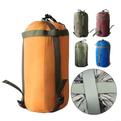 Sleeping Bag Compression Sack, 20L Nylon Stuff Bag with Drawstring for Camping, Hiking, Hammocks and Outdoor Gear Storage – Lightweight &(red) — view 3